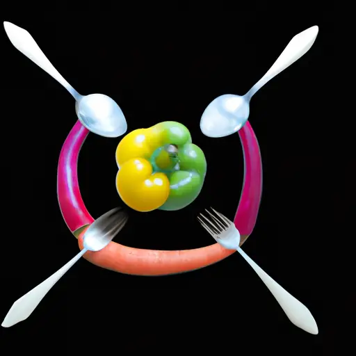 And spoon placed side-by-side with colorful vegetables arranged around them in a circle